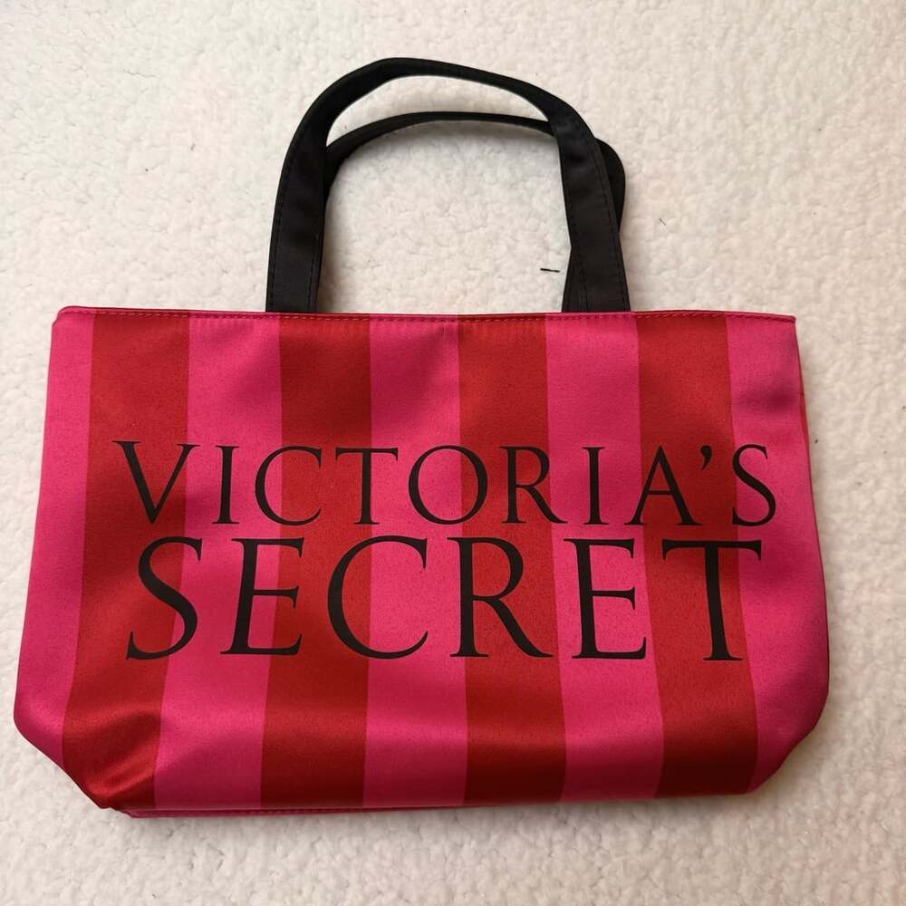 Victoria's Secret Mini Tote Bag Pink Red Stripes